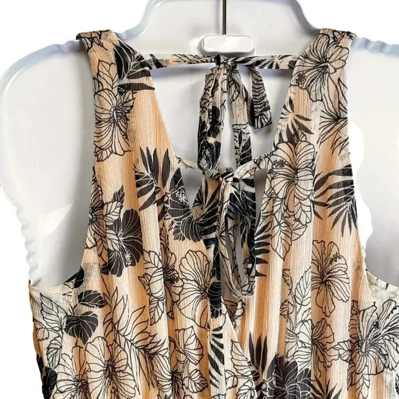 Lenon Swing Dress Blue Cream Floral V Neck Lightweight Flowy Women's S NWT - Picture 6 of 10